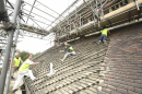 Stripping the tiles on the South Aisle roof